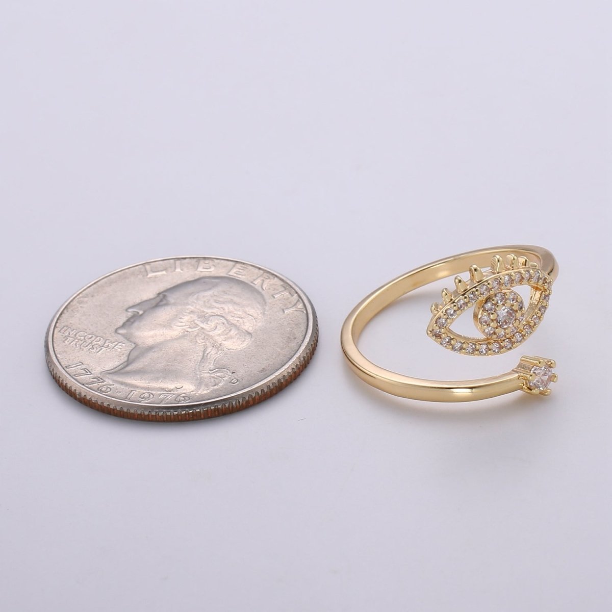 Dainty Evil Eye Stacking Ring, Gold Minimalist Ring, Simple Cz Ring, Gold Ring, Thin Delicate Ring, Valentine Gift for her Ring-191