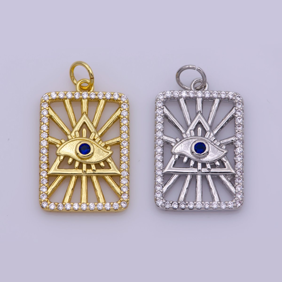 Dainty Eye All-Seeing-Eye of Providence Illuminati Charm Pendant Necklace eye of god Micro pave Charm for Bracelet layering necklace, M-840-M-841