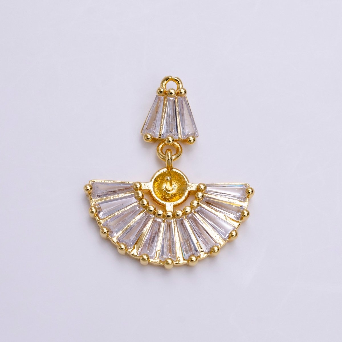 Dainty Fan Shaped Baguette CZ Charm ac-1458 - DLUXCA