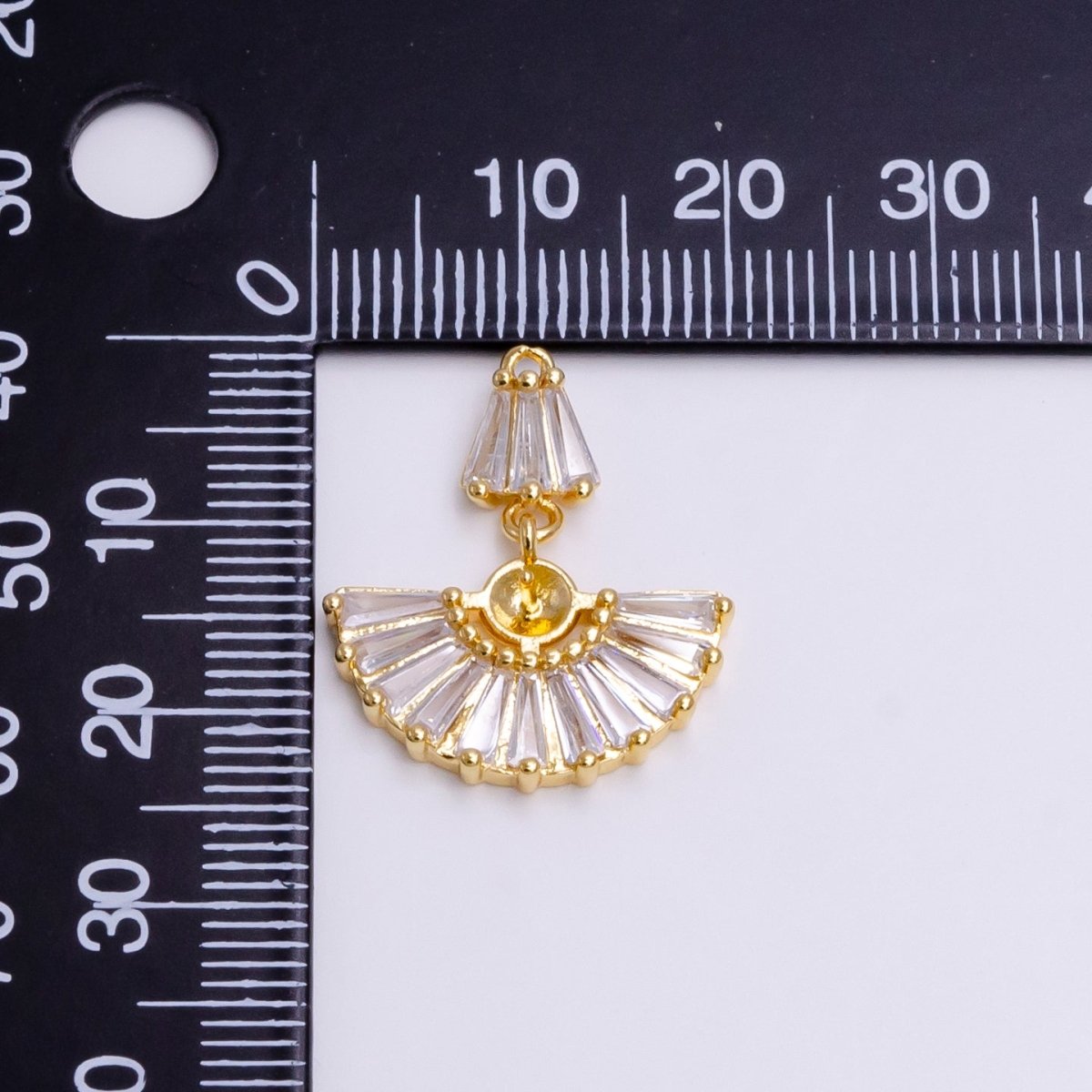Dainty Fan Shaped Baguette CZ Charm ac-1458 - DLUXCA