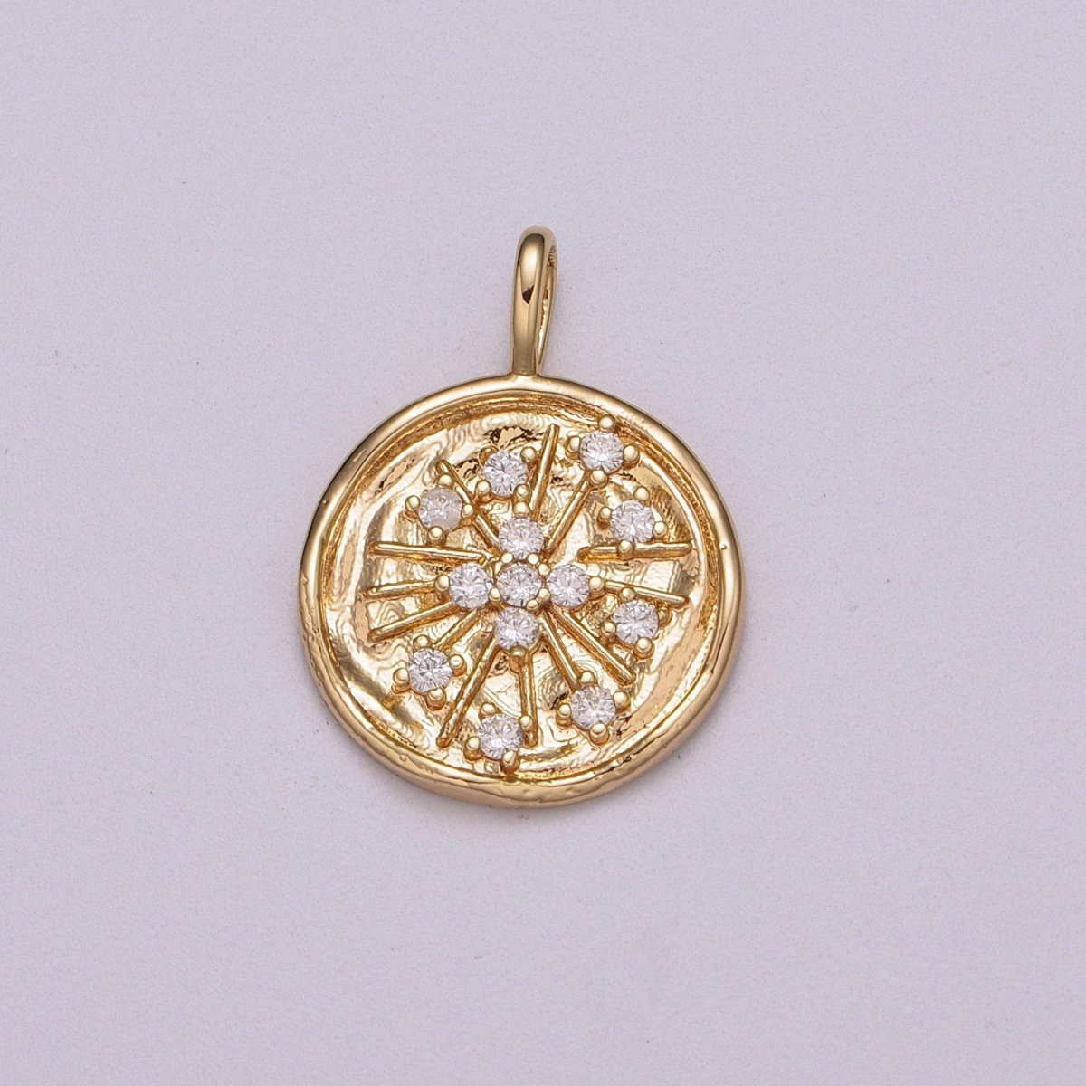 Dainty Fireworks Star Charm Round Disc Coin Charm Star Burst Celestial Jewelry Making Supply M-780 - DLUXCA