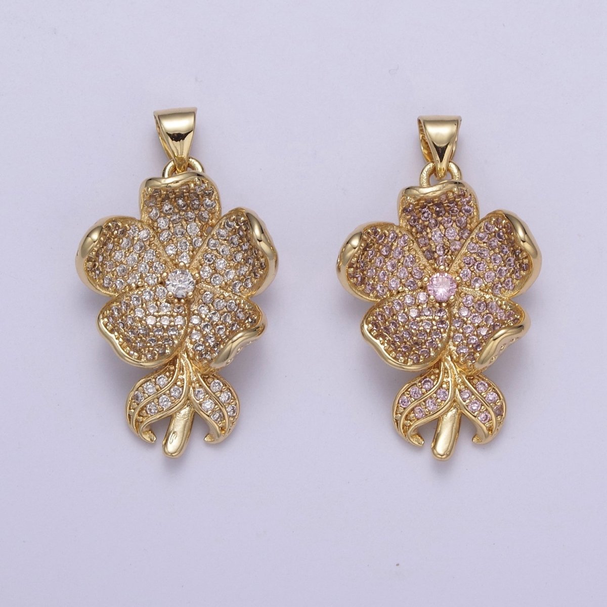 Dainty Five Flower Petal Pendant for Necklace in 24k Gold Filled H-250 H-254