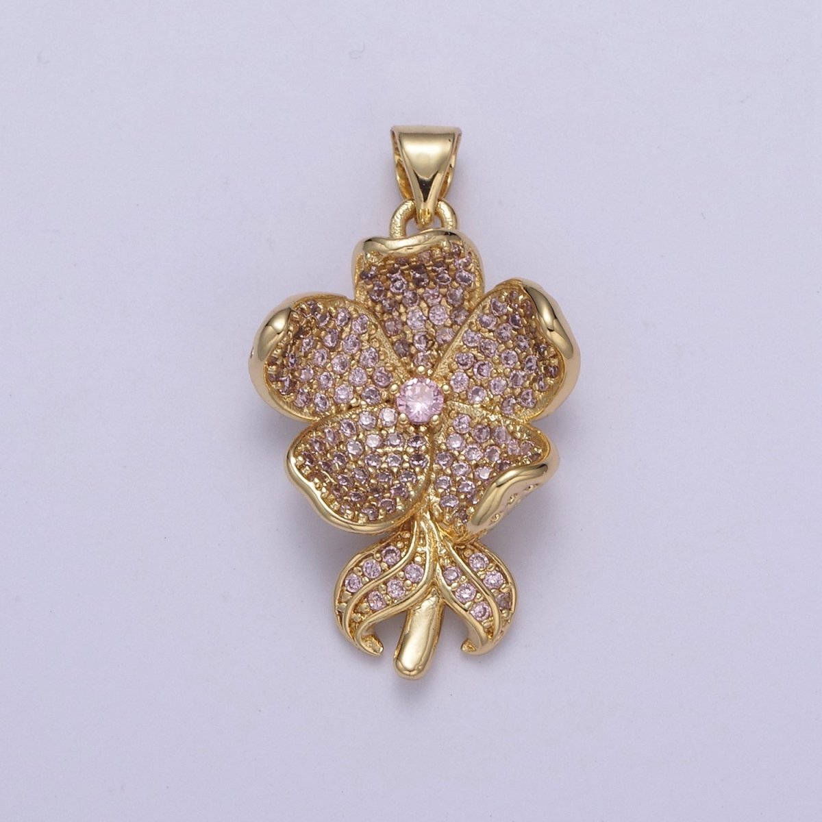 Dainty Five Flower Petal Pendant for Necklace in 24k Gold Filled H-250 H-254