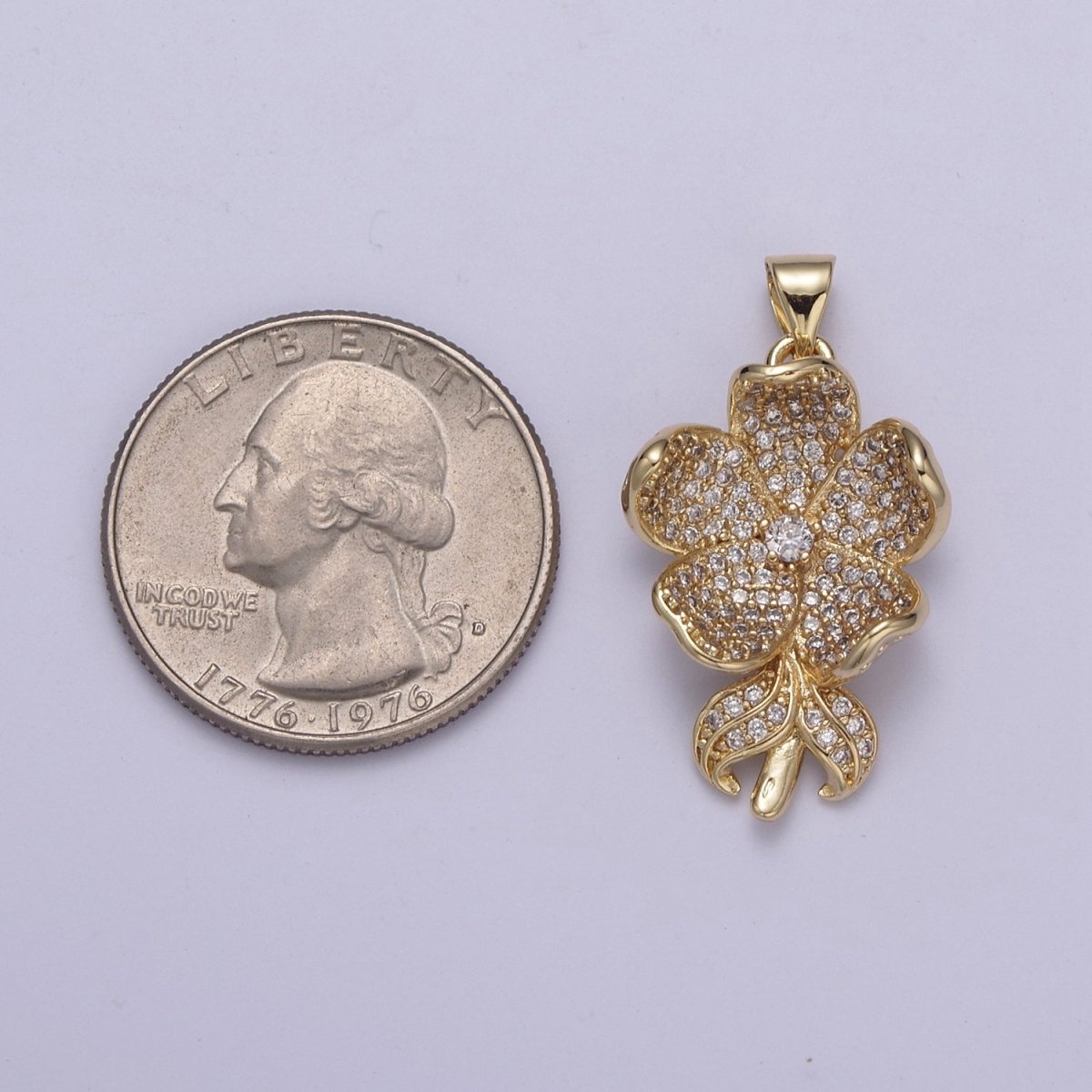 Dainty Five Flower Petal Pendant for Necklace in 24k Gold Filled H-250 H-254