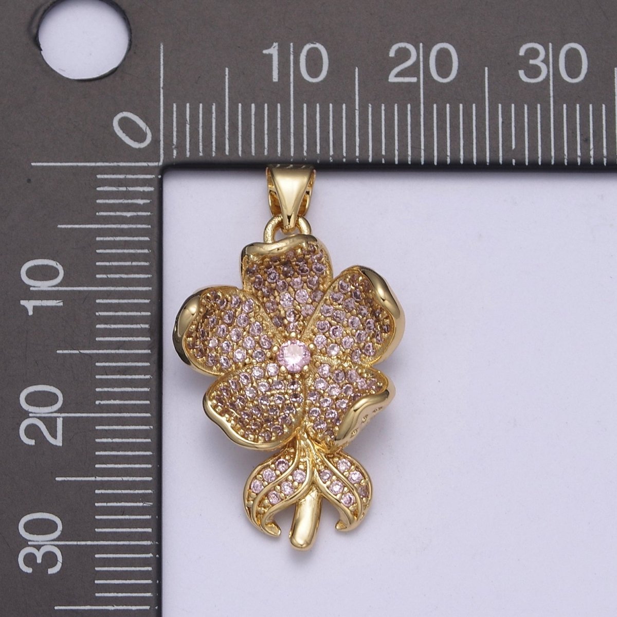 Dainty Five Flower Petal Pendant for Necklace in 24k Gold Filled H-250 H-254