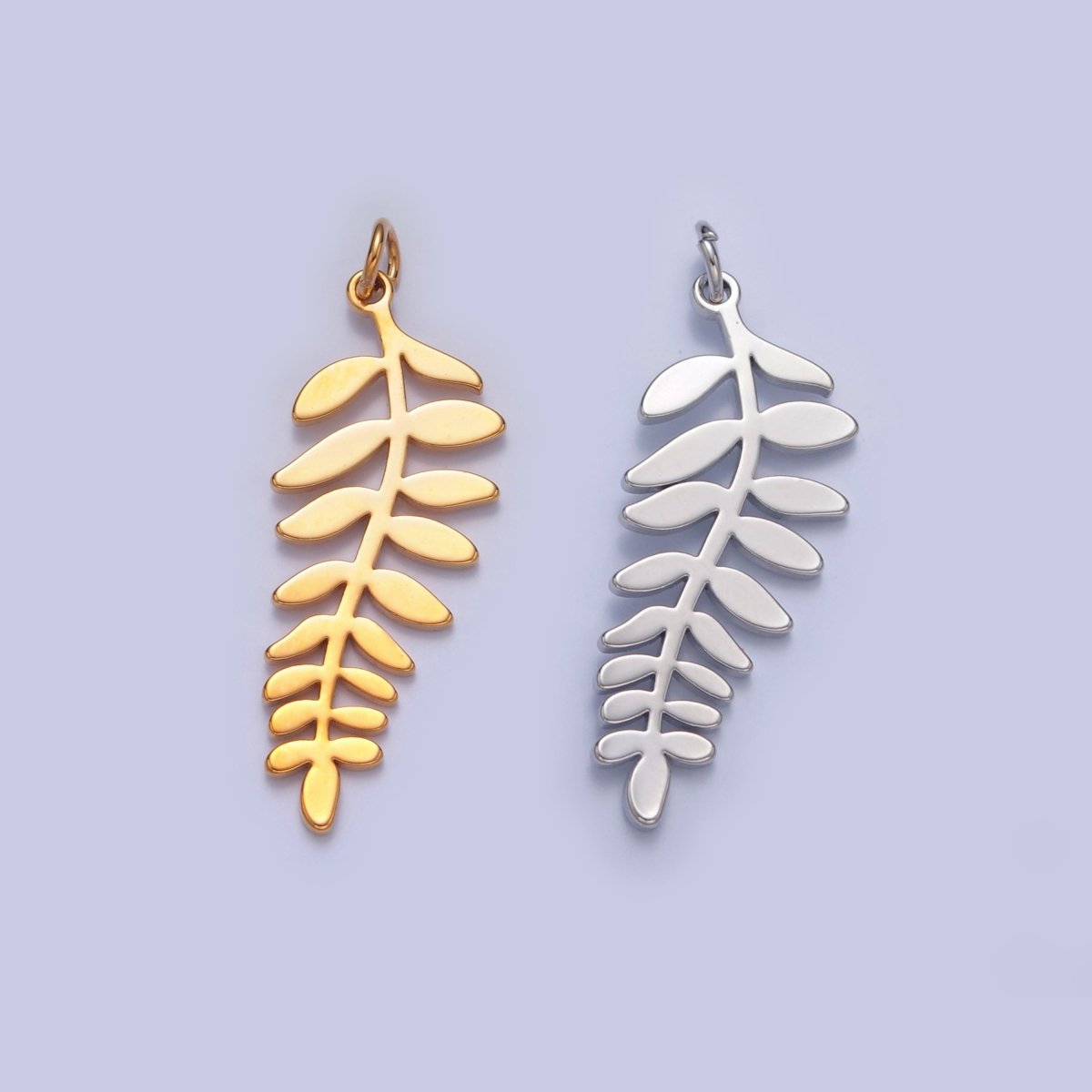 Dainty Flat Nature Palm Leaf Charm For Necklace Bracelet Jewelry Making in 14K or 24K Gold Filled W-253~W-255