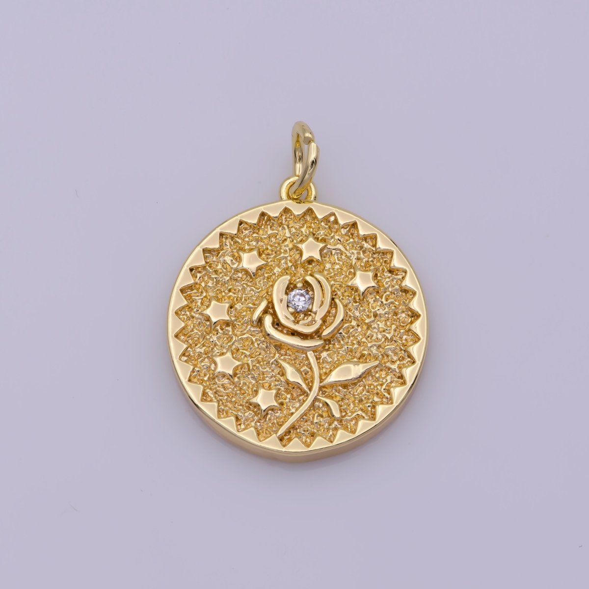Dainty Floral Collection Sun Flower, Rose, Holly Flower, Cherry Blossom, Lotus Charm 18K Gold Filled Medallion N-189 N-190 N-191 N-192 N-201