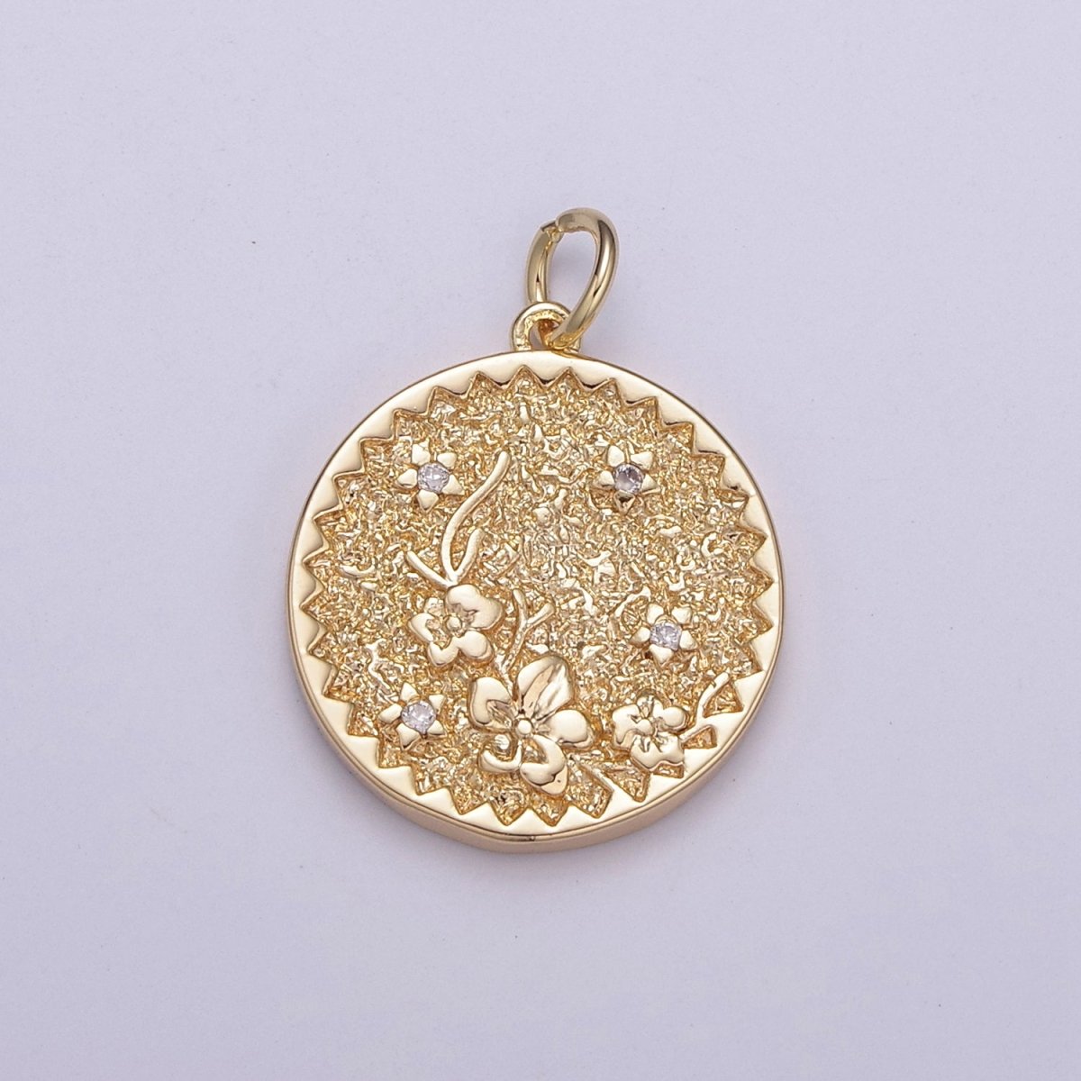 Dainty Floral Collection Sun Flower, Rose, Holly Flower, Cherry Blossom, Lotus Charm 18K Gold Filled Medallion N-189 N-190 N-191 N-192 N-201