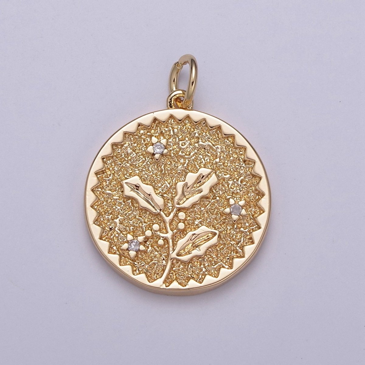 Dainty Floral Collection Sun Flower, Rose, Holly Flower, Cherry Blossom, Lotus Charm 18K Gold Filled Medallion N-189 N-190 N-191 N-192 N-201