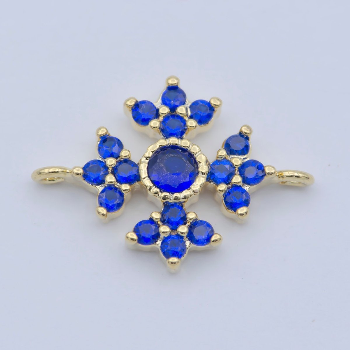 Dainty Flower Connector Blue, Clear, Fuschia, Green CZ Micro Pave Floral Link Connector for Bracelet Necklace F-876 - F-879