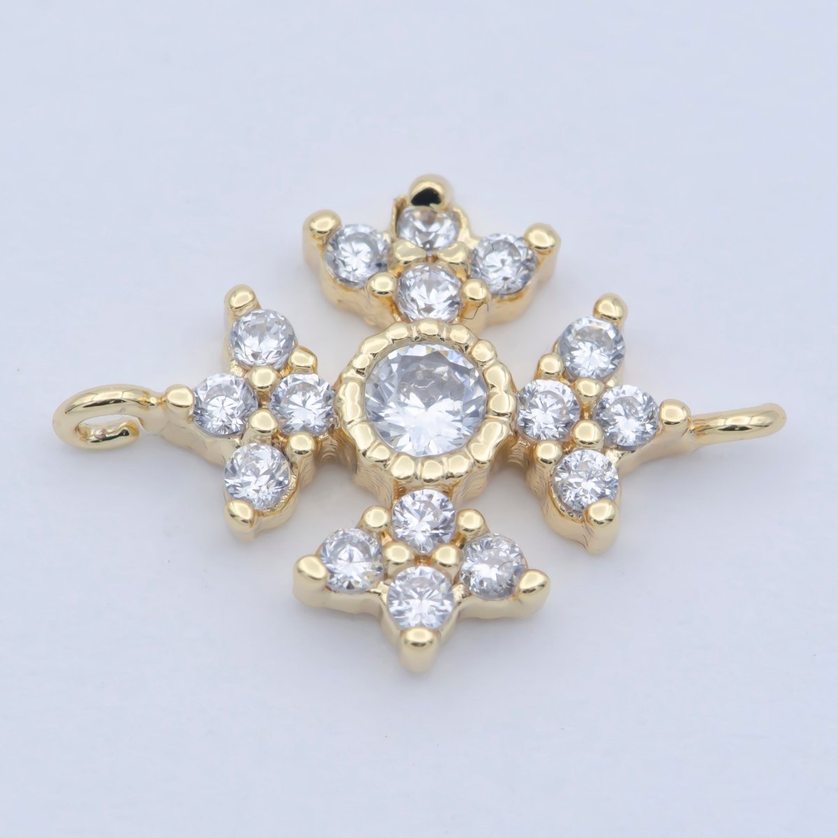 Dainty Flower Connector Blue, Clear, Fuschia, Green CZ Micro Pave Floral Link Connector for Bracelet Necklace F-876 - F-879