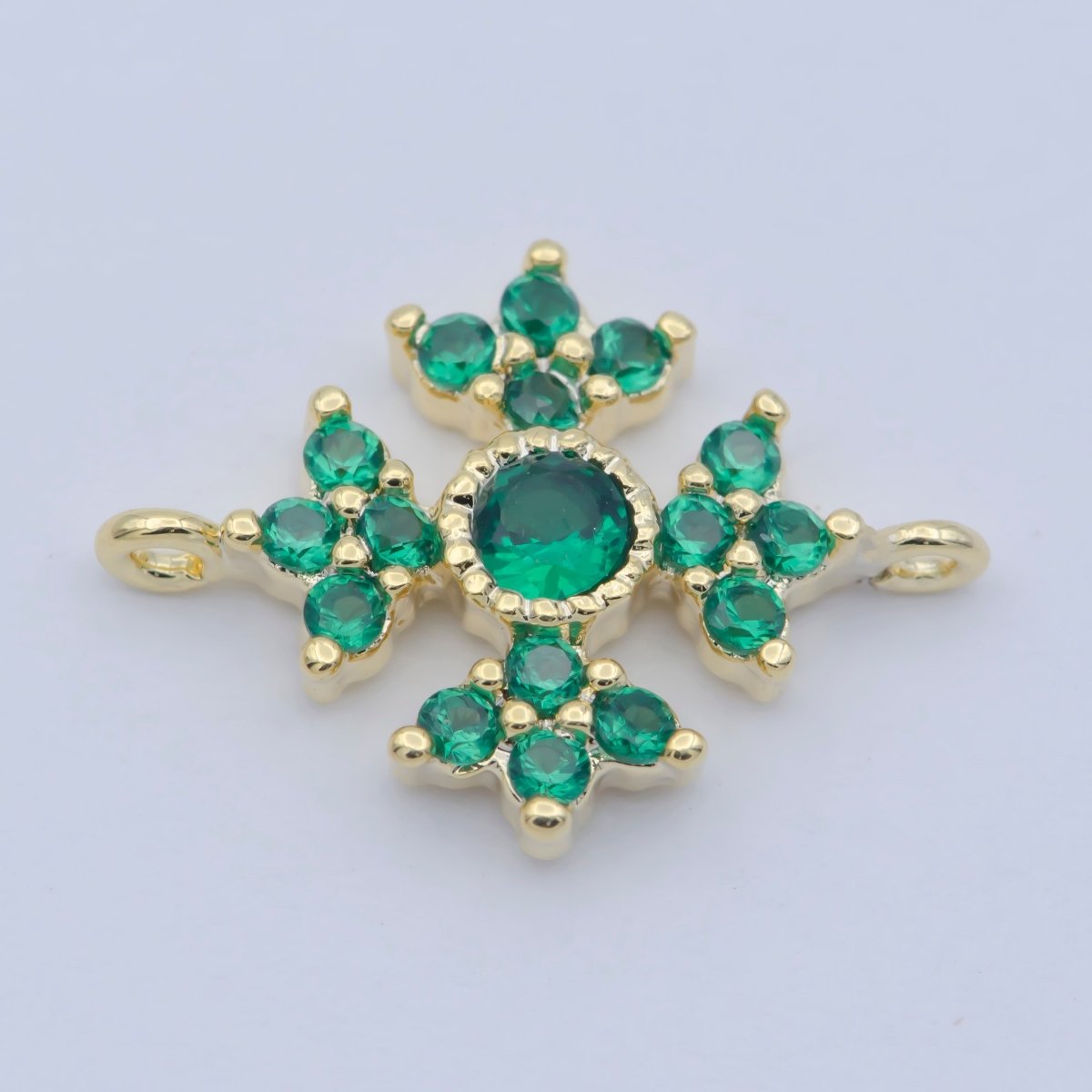 Dainty Flower Connector Blue, Clear, Fuschia, Green CZ Micro Pave Floral Link Connector for Bracelet Necklace F-876 - F-879