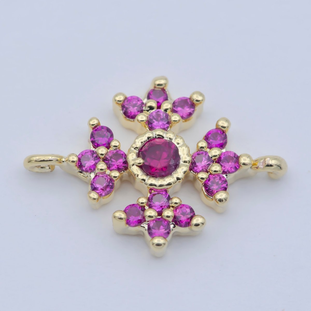 Dainty Flower Connector Blue, Clear, Fuschia, Green CZ Micro Pave Floral Link Connector for Bracelet Necklace F-876 - F-879