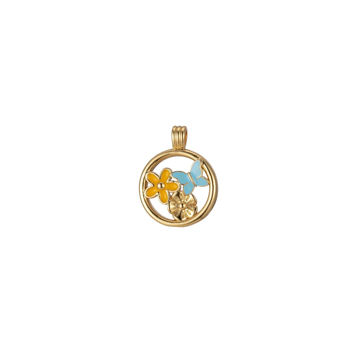 Dainty Flower Petal Charm butterfly Pendant Enamel Charm for necklace bracelet component J-838