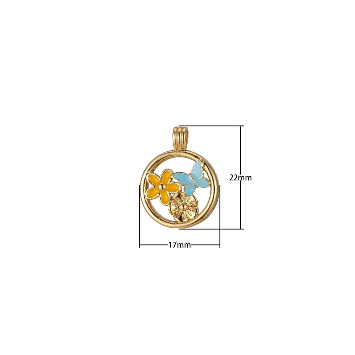 Dainty Flower Petal Charm butterfly Pendant Enamel Charm for necklace bracelet component J-838