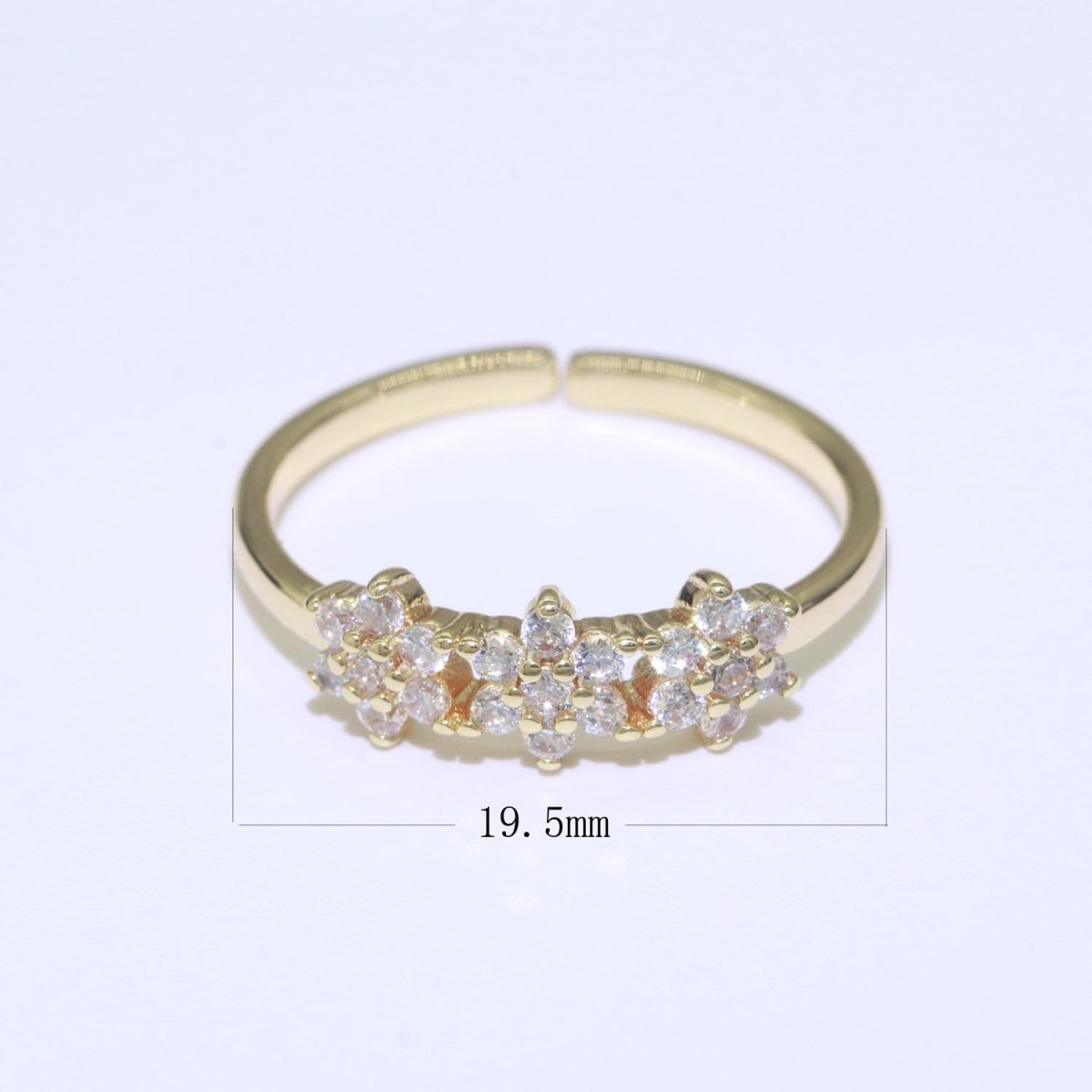 Dainty Flower Ring Open Adjustable Ring Cubic Zirconia Clear/Green/Red Cz Stone O-923 O-924