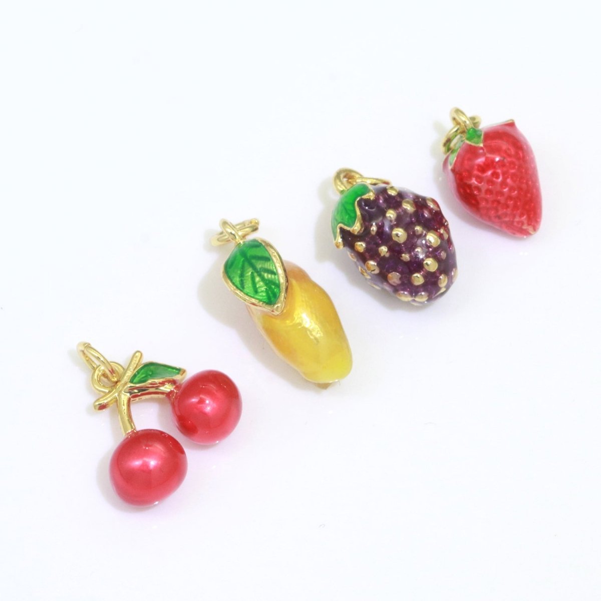 Dainty fruit charm Red Strawberry, Mango, Raspberry, Cherry Charm Lead Nickel free, Jewelry making supplies Enamel Jewelry Food M-542 - M-544