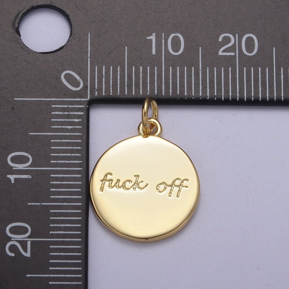 Dainty Fuck Off Charm Round Coin Disc Charm Fuck Jewelry Personalized Necklace, Swear Word Funny Add on Charm N-636 - DLUXCA