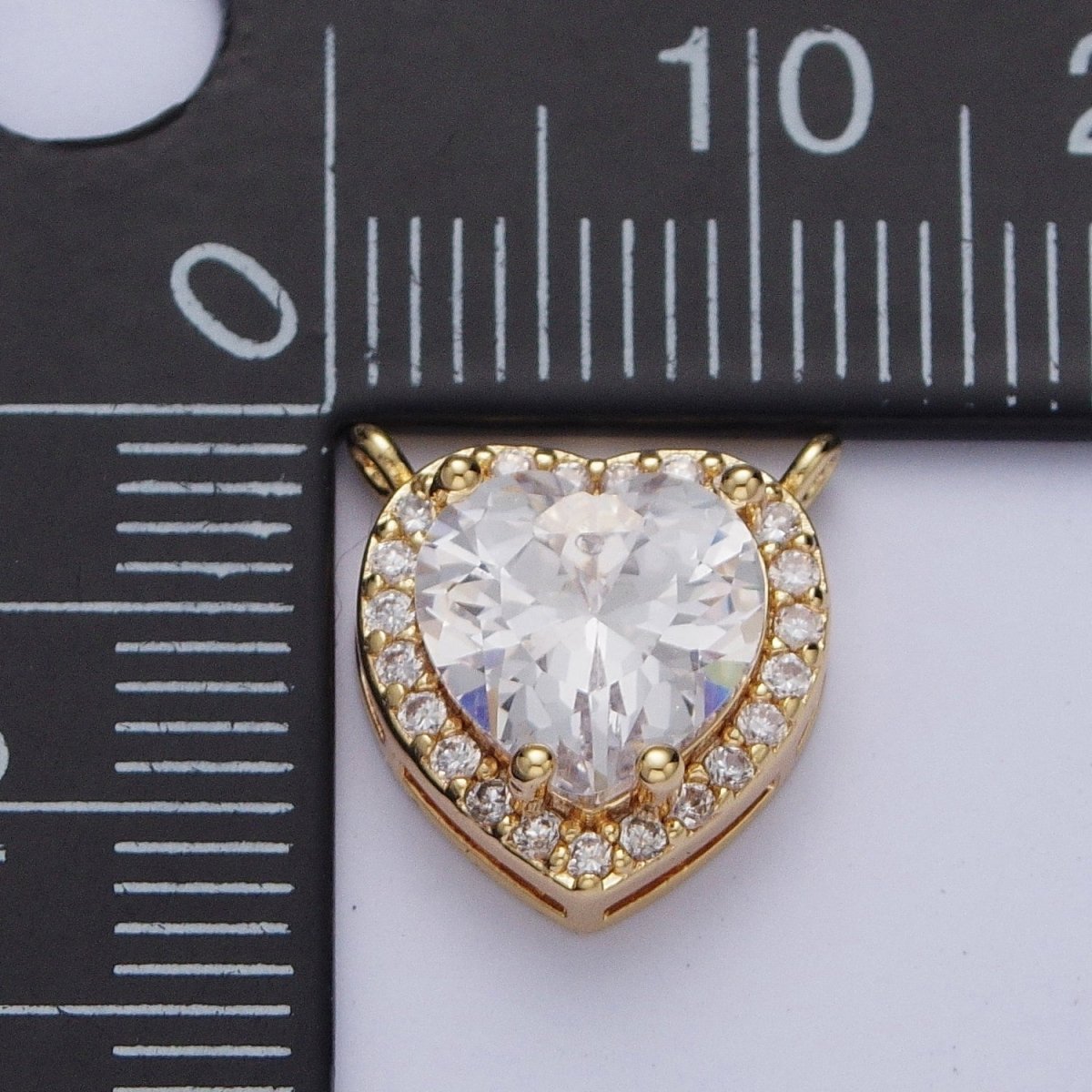 Dainty Full Heart Love 16K Gold Filled Charm Connector Clear micro pave Cubic Zirconia Crystal Connector for Bracelet Necklace Supply G-525 - DLUXCA