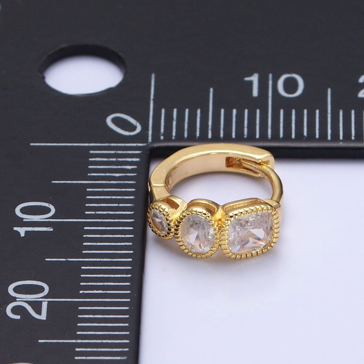 Dainty Geometric Cubic Stone Huggie Earring Square Oval Round CZ Hoop Earring AB755 AB756