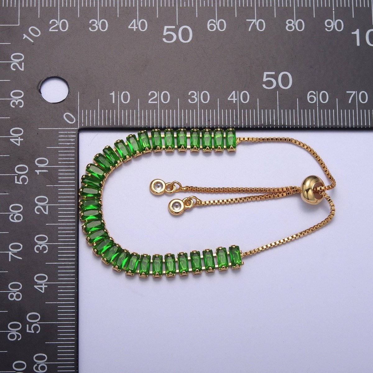 Dainty Gold Adjustable Baguette Tennis Bracelet CZ Tennis Bracelet Cubic Zirconia Bracelet | WA-896 to WA-903 Clearance Pricing