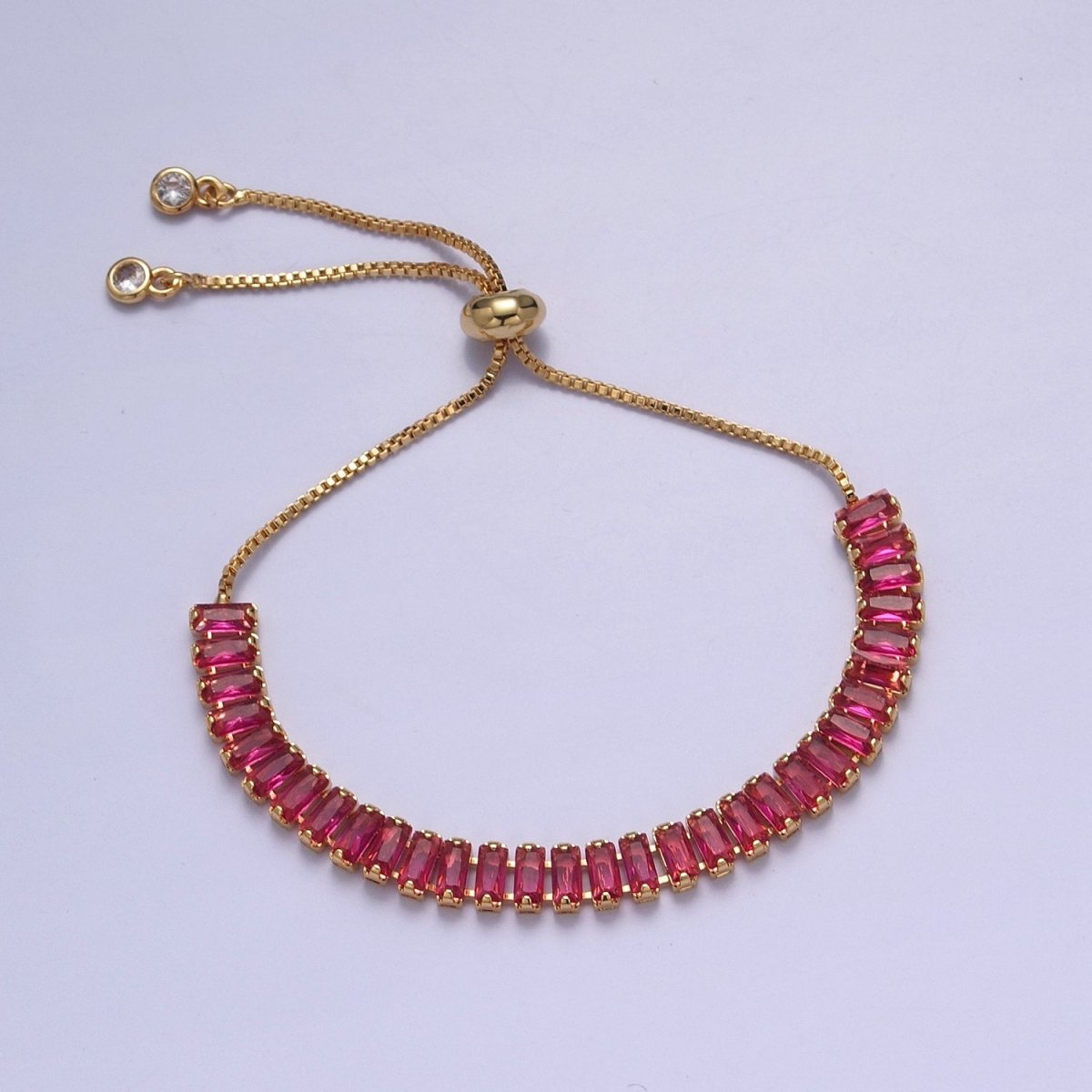 Dainty Gold Adjustable Baguette Tennis Bracelet CZ Tennis Bracelet Cubic Zirconia Bracelet | WA-896 to WA-903 Clearance Pricing