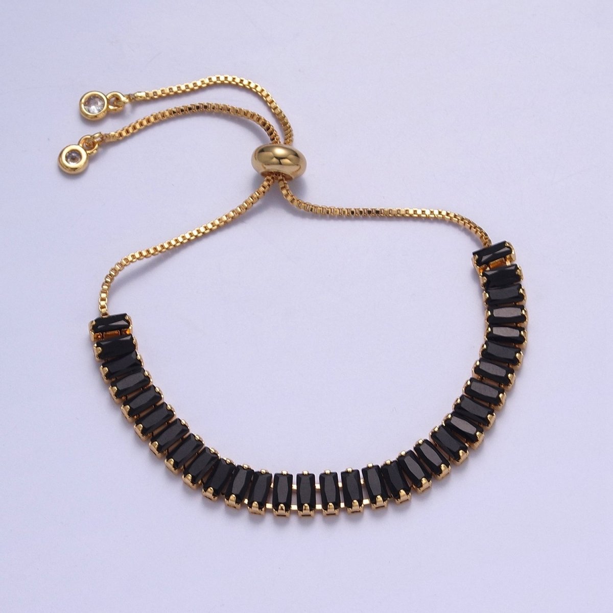 Dainty Gold Adjustable Baguette Tennis Bracelet CZ Tennis Bracelet Cubic Zirconia Bracelet | WA-896 to WA-903 Clearance Pricing