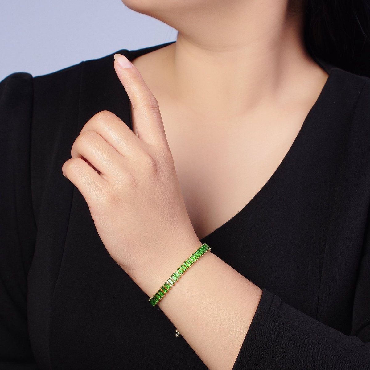 Dainty Gold Adjustable Baguette Tennis Bracelet CZ Tennis Bracelet Cubic Zirconia Bracelet | WA-896 to WA-903 Clearance Pricing