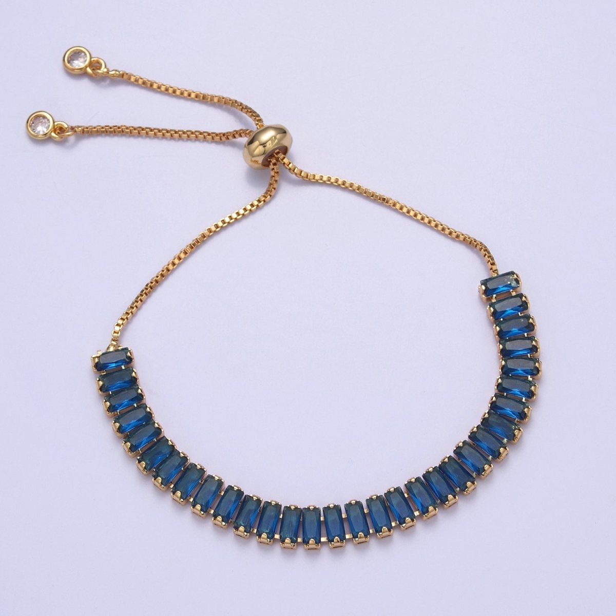 Dainty Gold Adjustable Baguette Tennis Bracelet CZ Tennis Bracelet Cubic Zirconia Bracelet | WA-896 to WA-903 Clearance Pricing