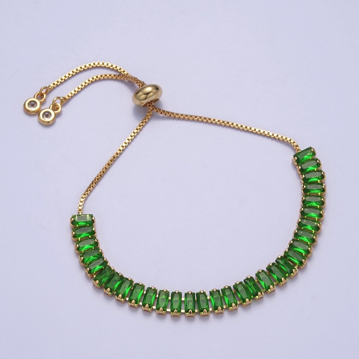 Dainty Gold Adjustable Baguette Tennis Bracelet CZ Tennis Bracelet Cubic Zirconia Bracelet | WA-896 to WA-903 Clearance Pricing