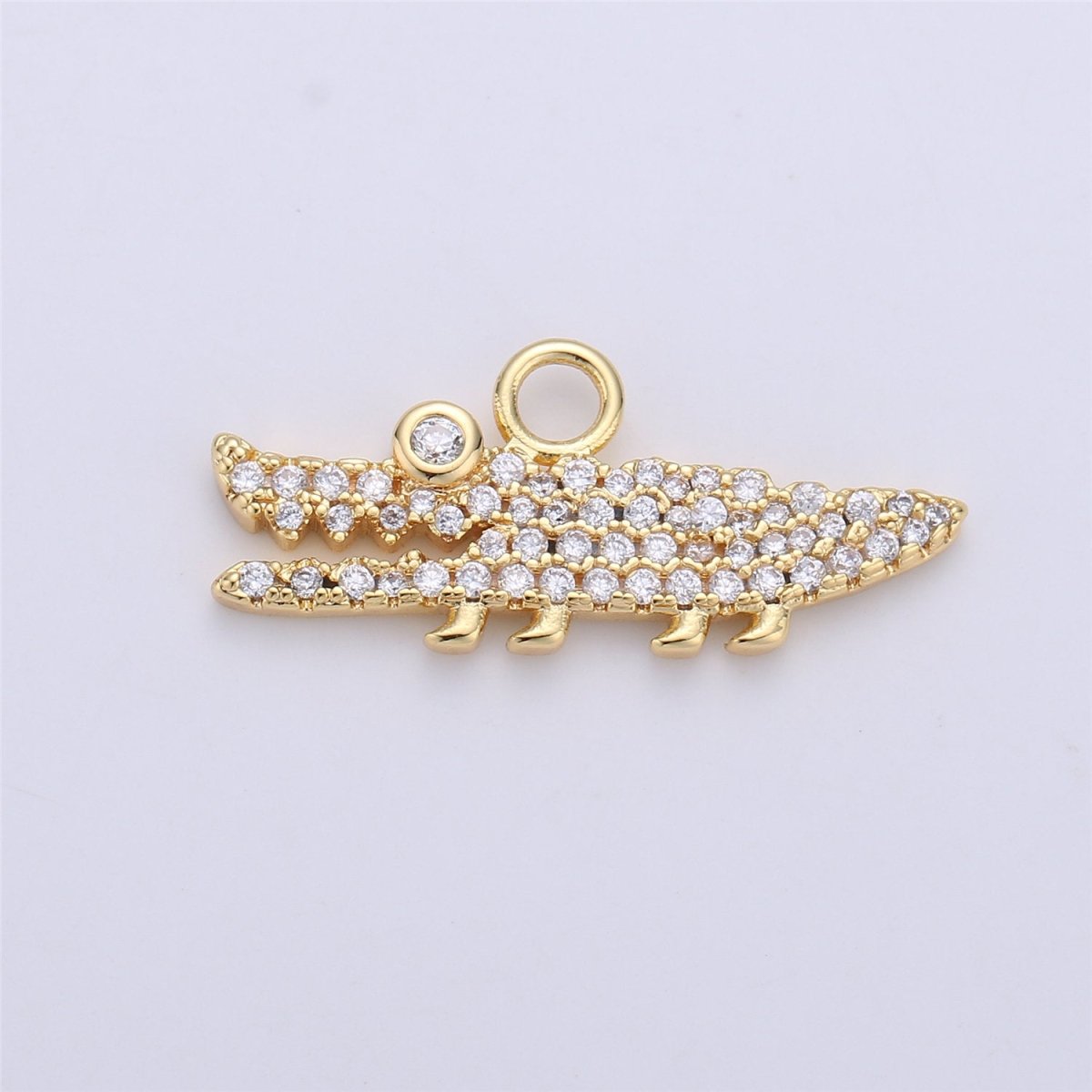Dainty Gold Alligator Charm Pendant, Tiny 18k Gold Filled Charm, Micro Pave Charm, Cute Animal Charm for Necklace Bracelet Earring Charm C-671