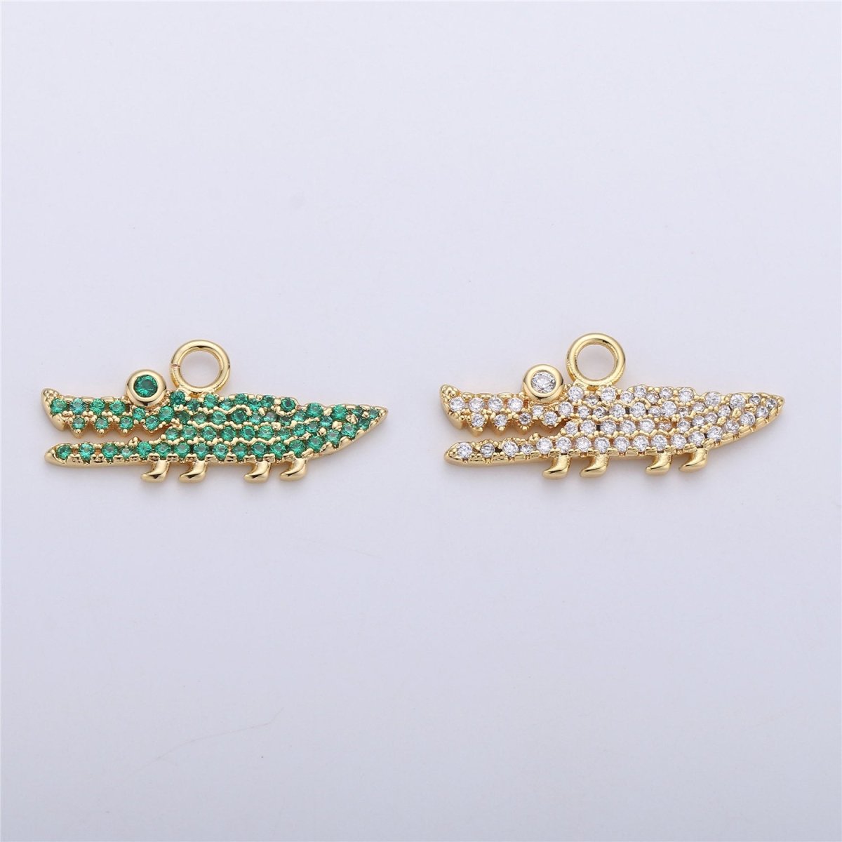 Dainty Gold Alligator Charm Pendant, Tiny 18k Gold Filled Charm, Micro Pave Charm, Cute Animal Charm for Necklace Bracelet Earring Charm C-671