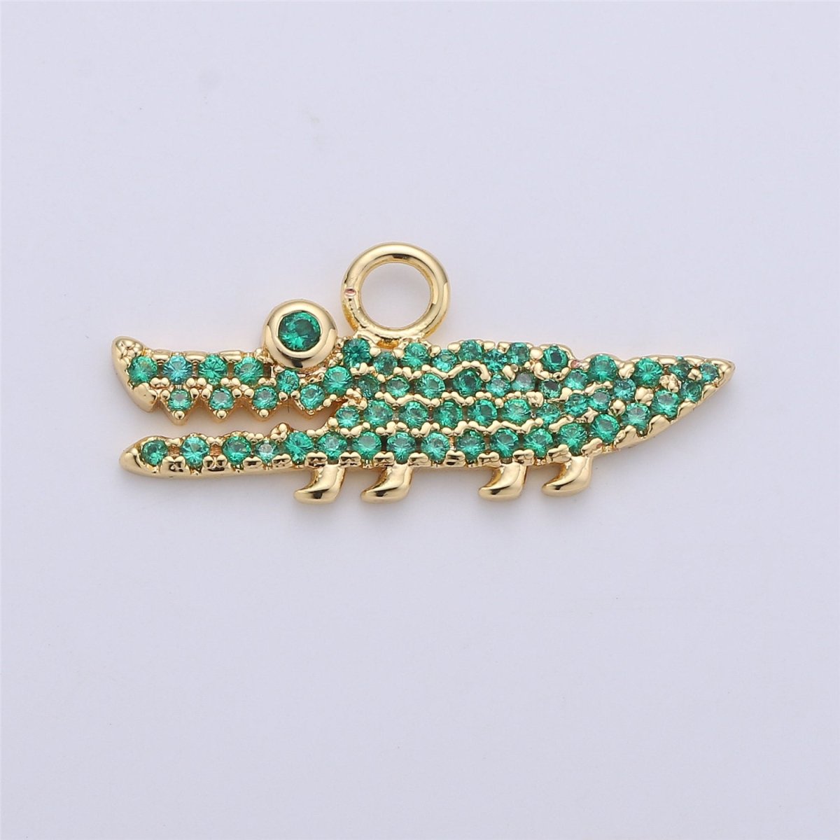 Dainty Gold Alligator Charm Pendant, Tiny 18k Gold Filled Charm, Micro Pave Charm, Cute Animal Charm for Necklace Bracelet Earring Charm C-671