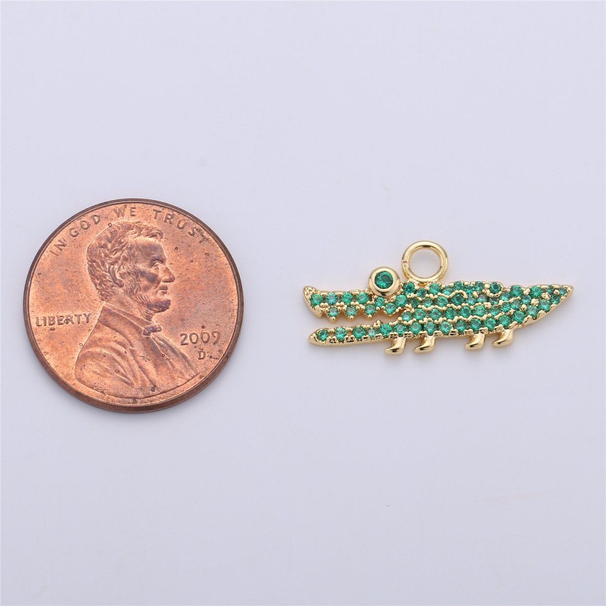 Dainty Gold Alligator Charm Pendant, Tiny 18k Gold Filled Charm, Micro Pave Charm, Cute Animal Charm for Necklace Bracelet Earring Charm C-671