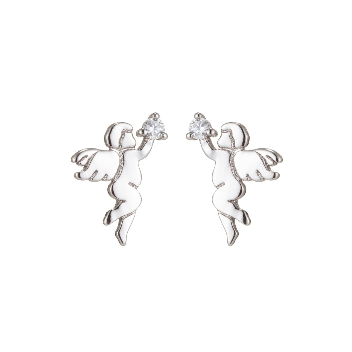 OS Dainty Gold Angel Stud Earring Cupid Earring Silver Cherub Stud Q-024