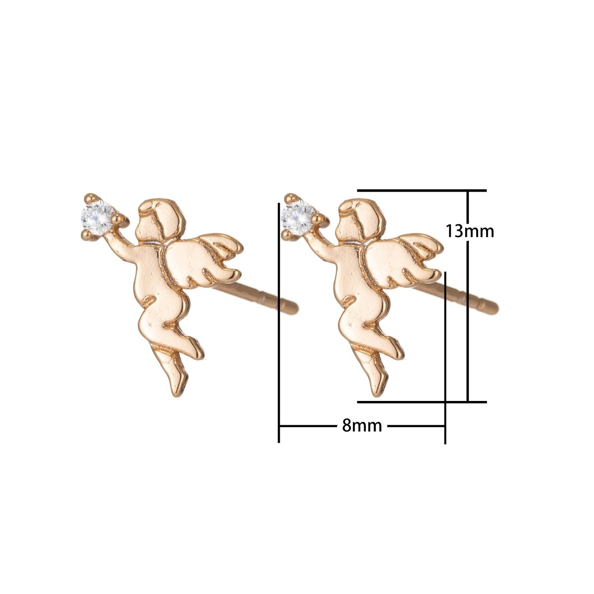 OS Dainty Gold Angel Stud Earring Cupid Earring Silver Cherub Stud Q-024