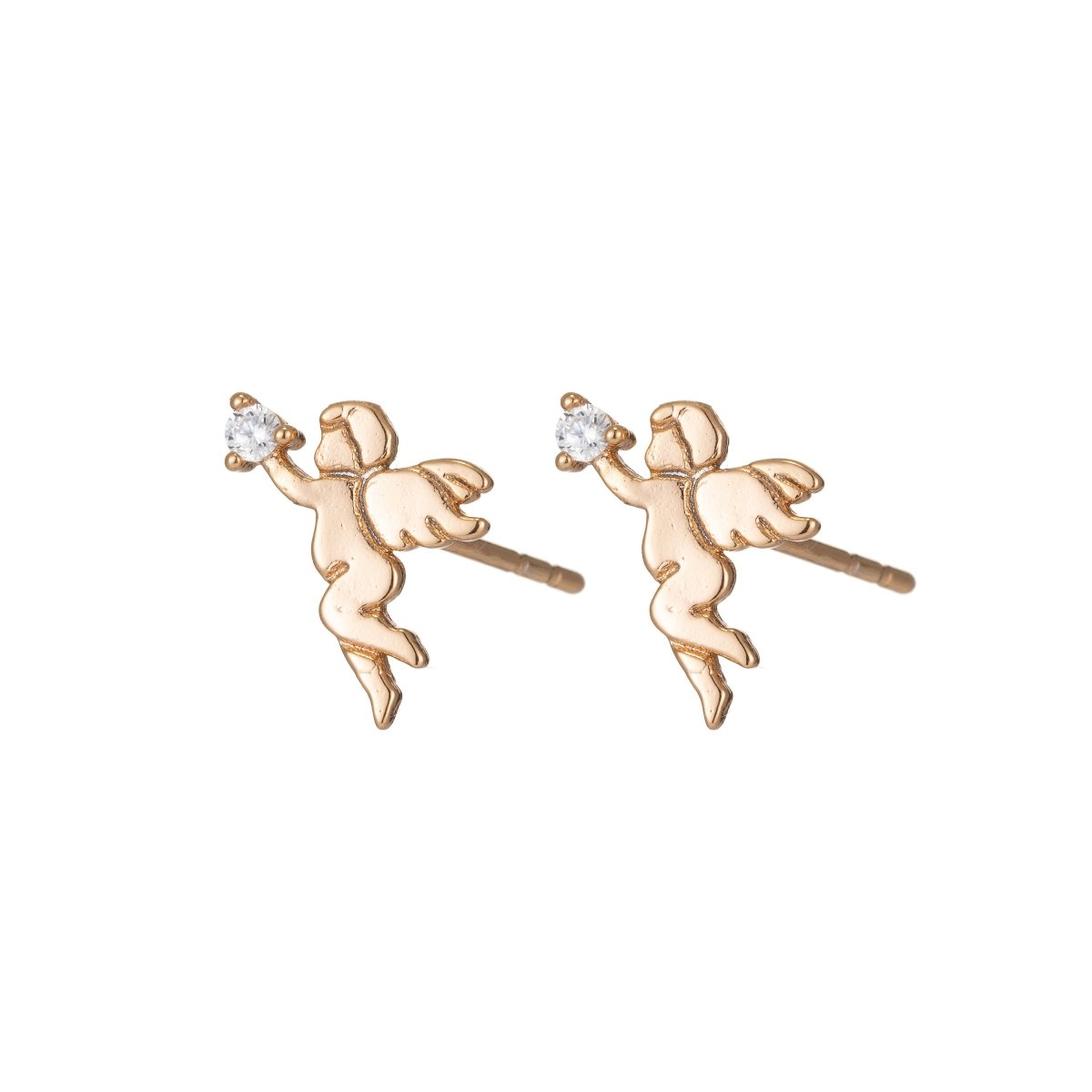 OS Dainty Gold Angel Stud Earring Cupid Earring Silver Cherub Stud Q-024