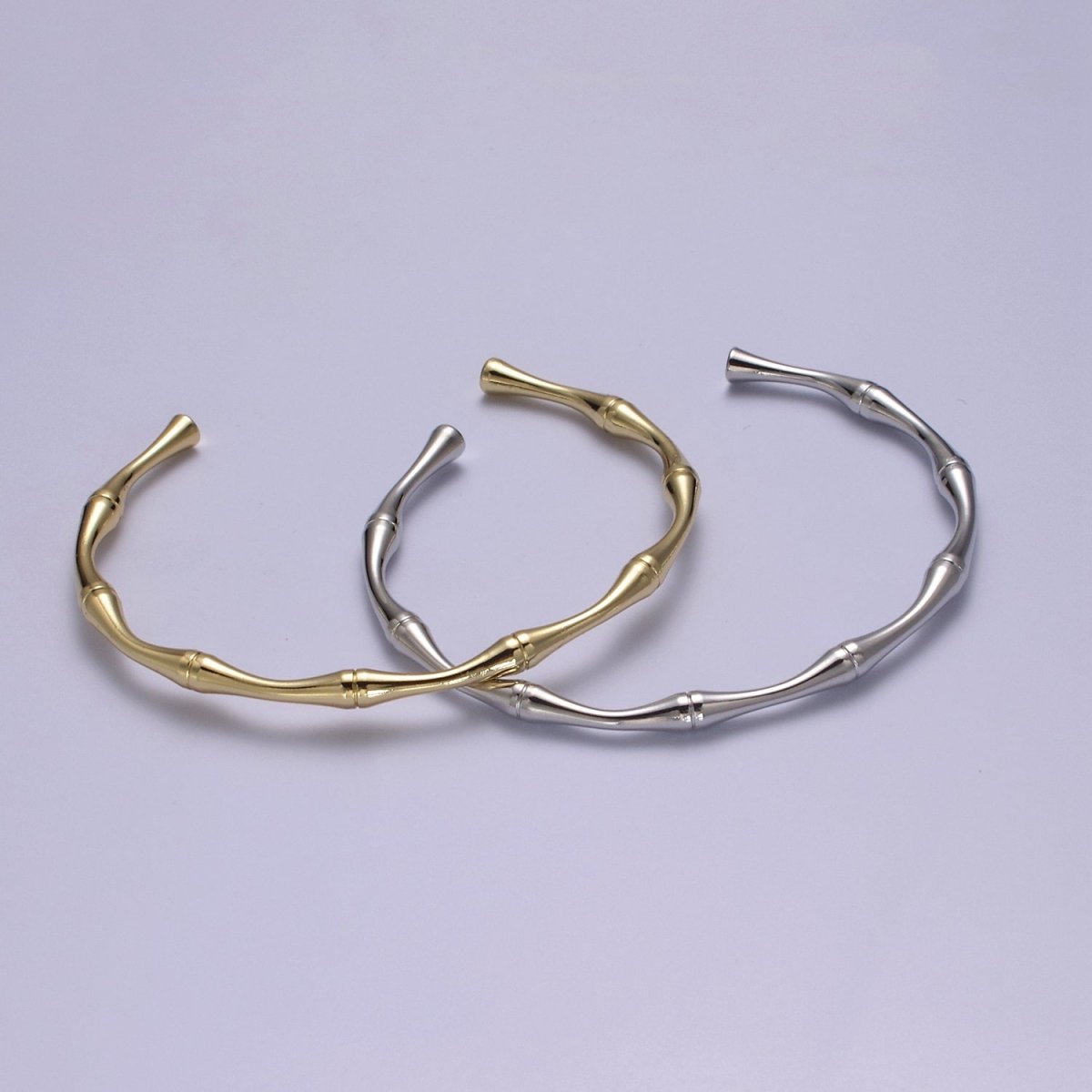 Dainty Gold bamboo bangle bracelet Open Cuff Bracelet Adjustable Stackable jewelry Wholesale Fashion Jewelry | WA-696 WA-697 Clearance Pricing