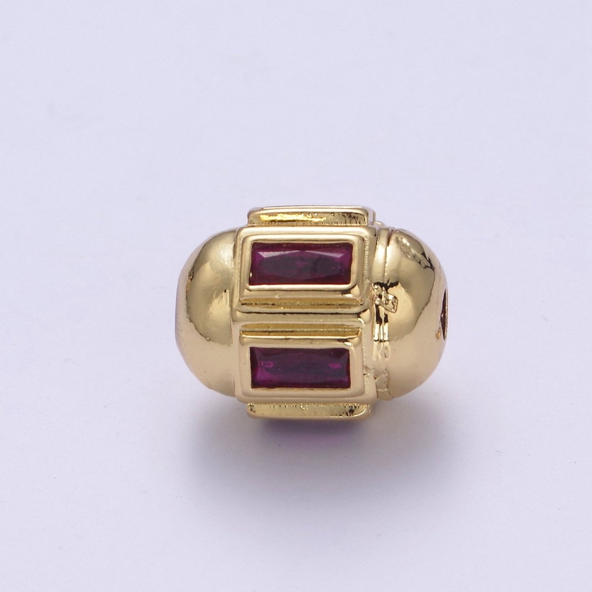 Dainty Gold Barrel Bead Spacer Cubic Zirconia 15x12mm for Bracelet Component  B-105, B-106