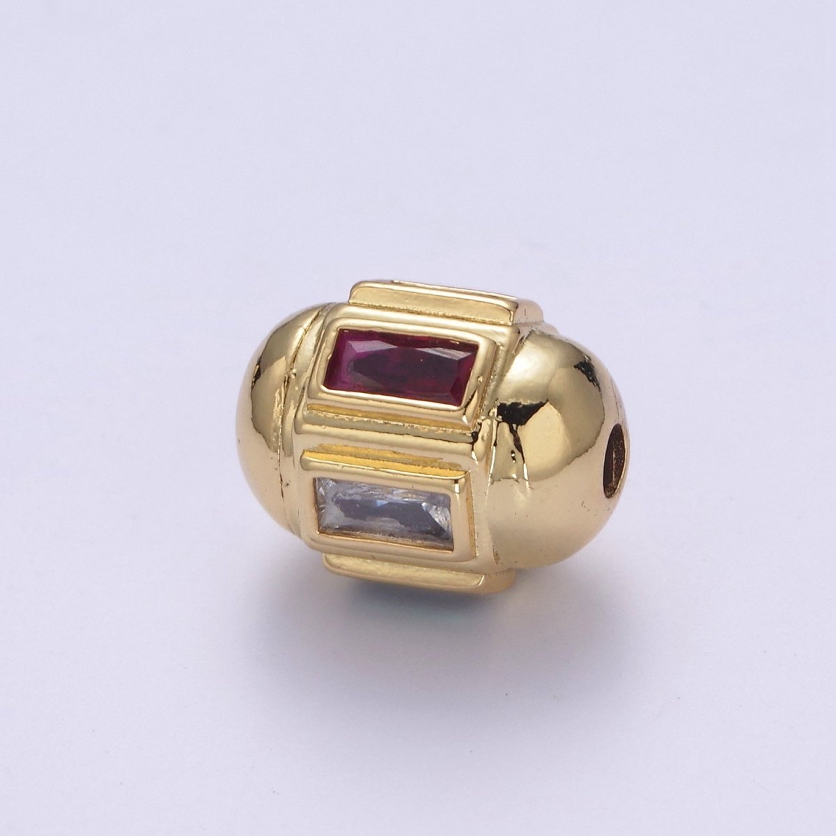 Dainty Gold Barrel Bead Spacer Cubic Zirconia 15x12mm for Bracelet Component  B-105, B-106