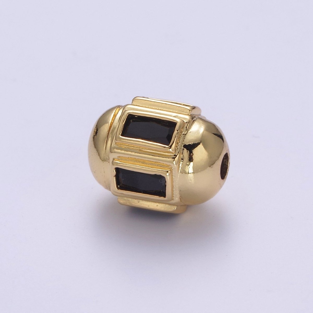 Dainty Gold Barrel Bead Spacer Cubic Zirconia 15x12mm for Bracelet Component  B-105, B-106