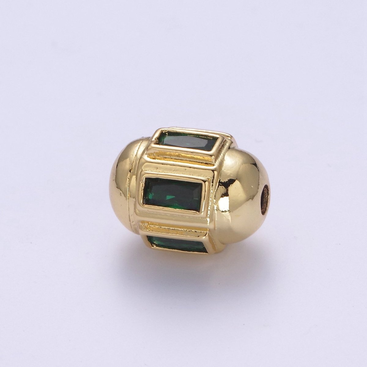 Dainty Gold Barrel Bead Spacer Cubic Zirconia 15x12mm for Bracelet Component  B-105, B-106