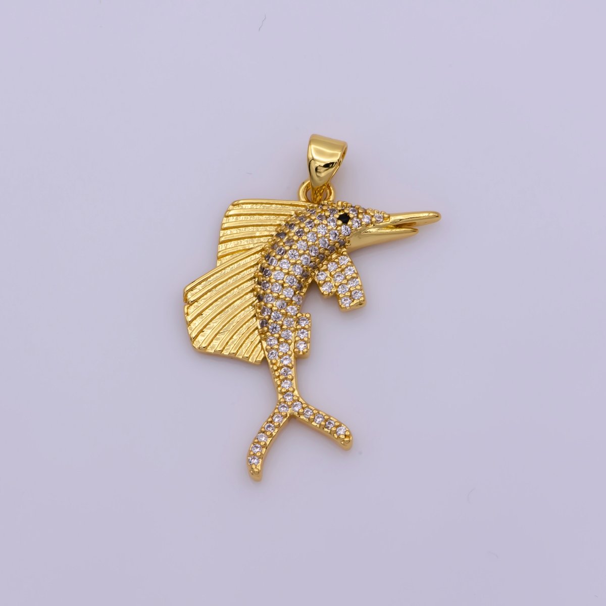 Dainty Gold Blue Marlin Fish Pendant N-1347