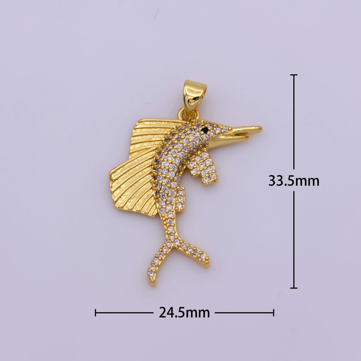 Dainty Gold Blue Marlin Fish Pendant N-1347