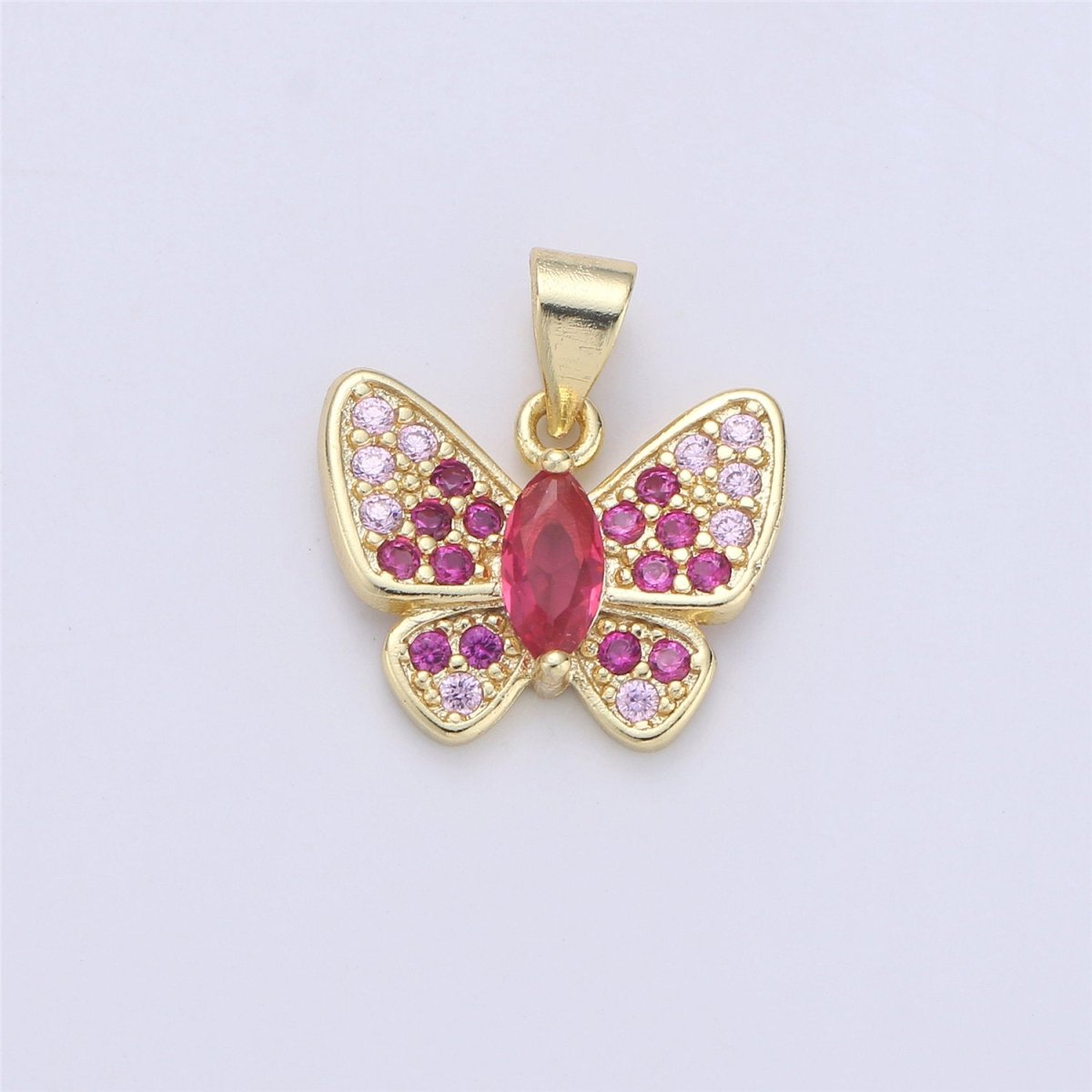 Dainty Gold Butterfly Charm - 14k Gold Filled Charm - 17X16mm - Butterfly Pendants - Micro Pave Charms Cubic Charms C-796