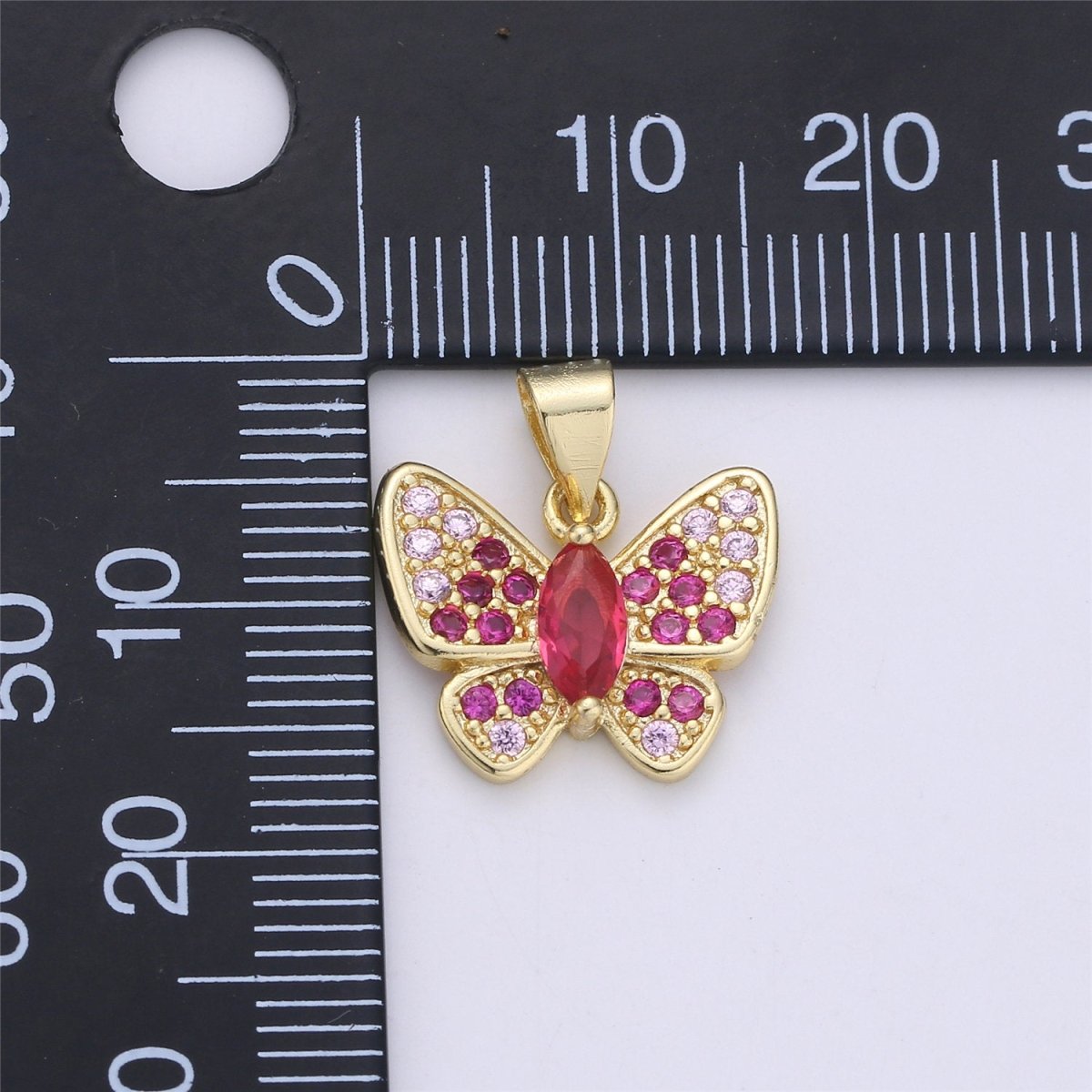 Dainty Gold Butterfly Charm - 14k Gold Filled Charm - 17X16mm - Butterfly Pendants - Micro Pave Charms Cubic Charms C-796