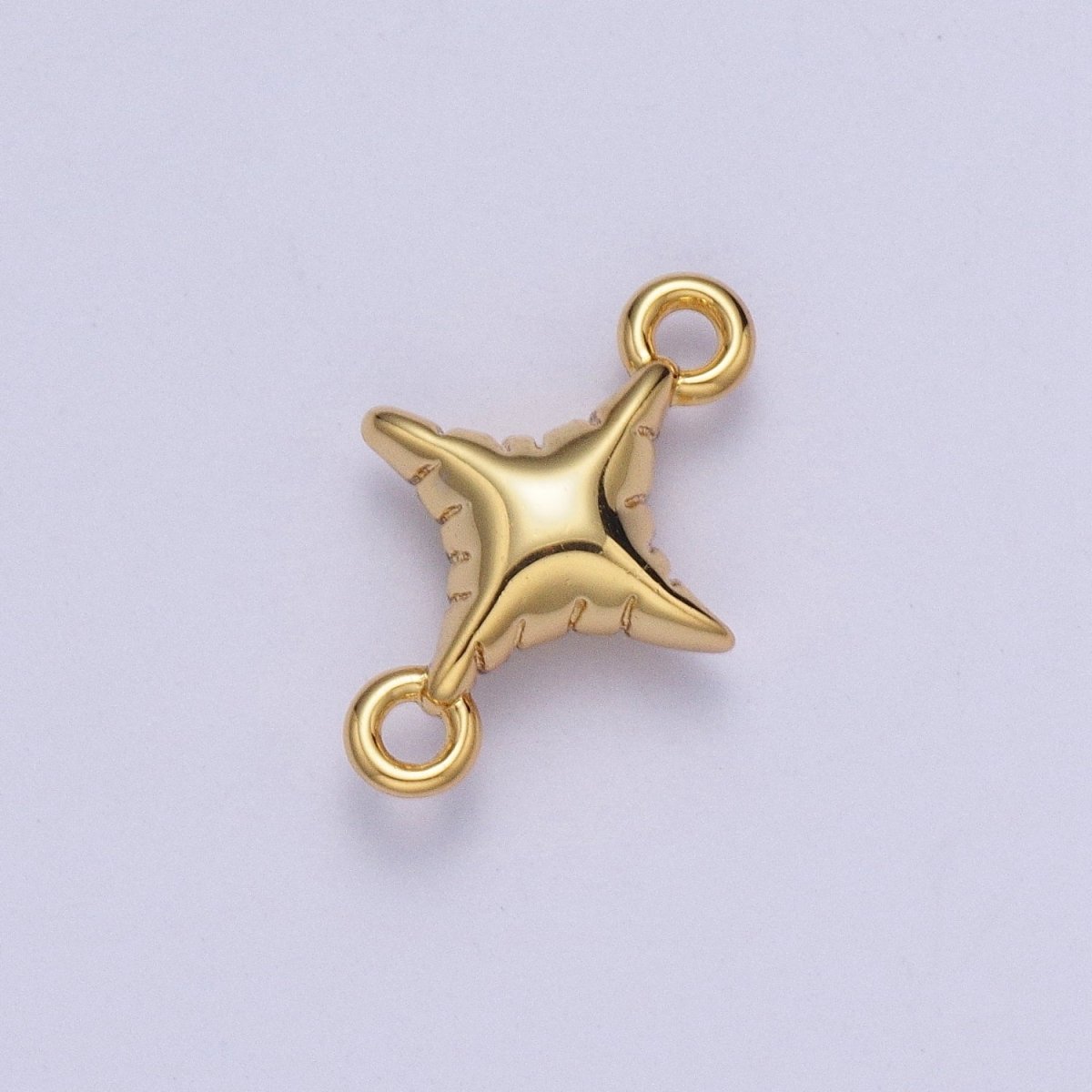 Dainty Gold Celestial North Star Textured Connector Charm Component For Jewelry Making G-528 - DLUXCA