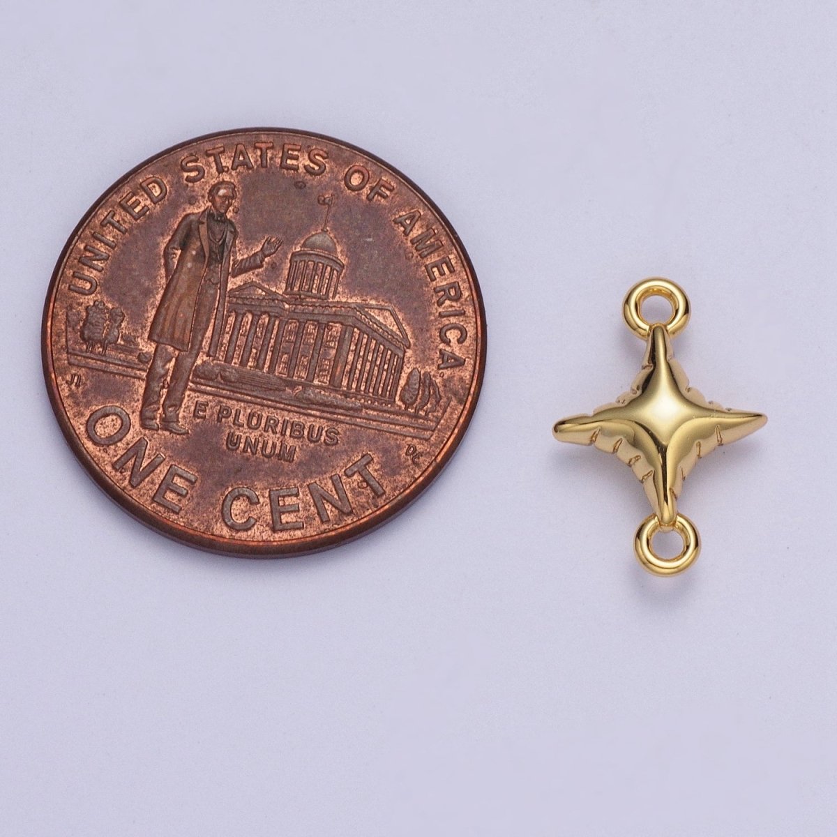 Dainty Gold Celestial North Star Textured Connector Charm Component For Jewelry Making G-528 - DLUXCA