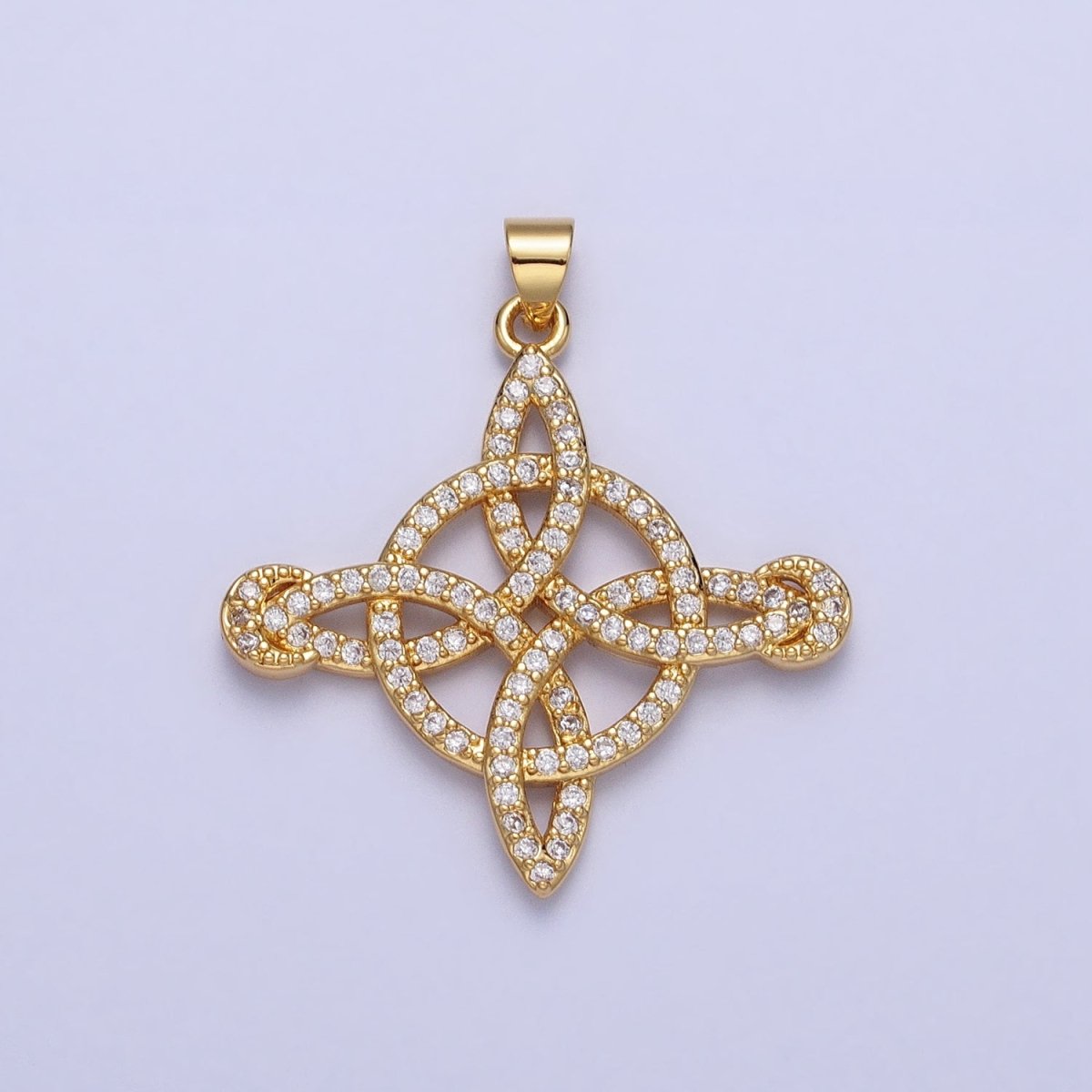 Dainty Gold Celtic Knot Pendant Micro Pave Cz Infinity Cross Charm Eternal Knot Charm AA-143 - DLUXCA