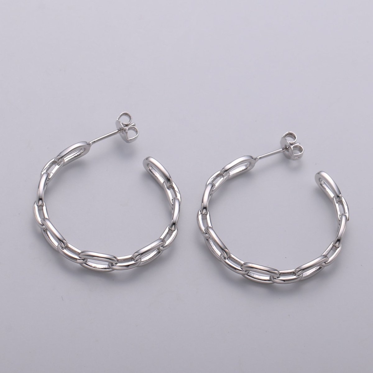 Dainty Gold Chain Earring- Curb Chain Earring - Thin Earring - Gold Filled Hoop Ring - Minimalist Jewelry - Cuban Link Earring K-874 K-875